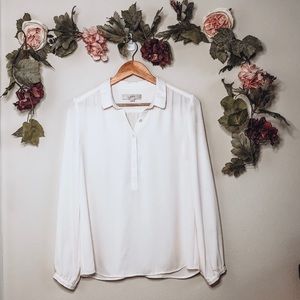 LOFT White Blouse Petite Medium